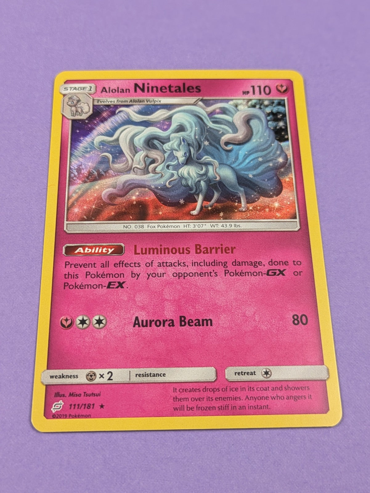 Alolan Ninetales - 111/181 - Rare Reverse Holo Team Up - Pokemon Card - NM