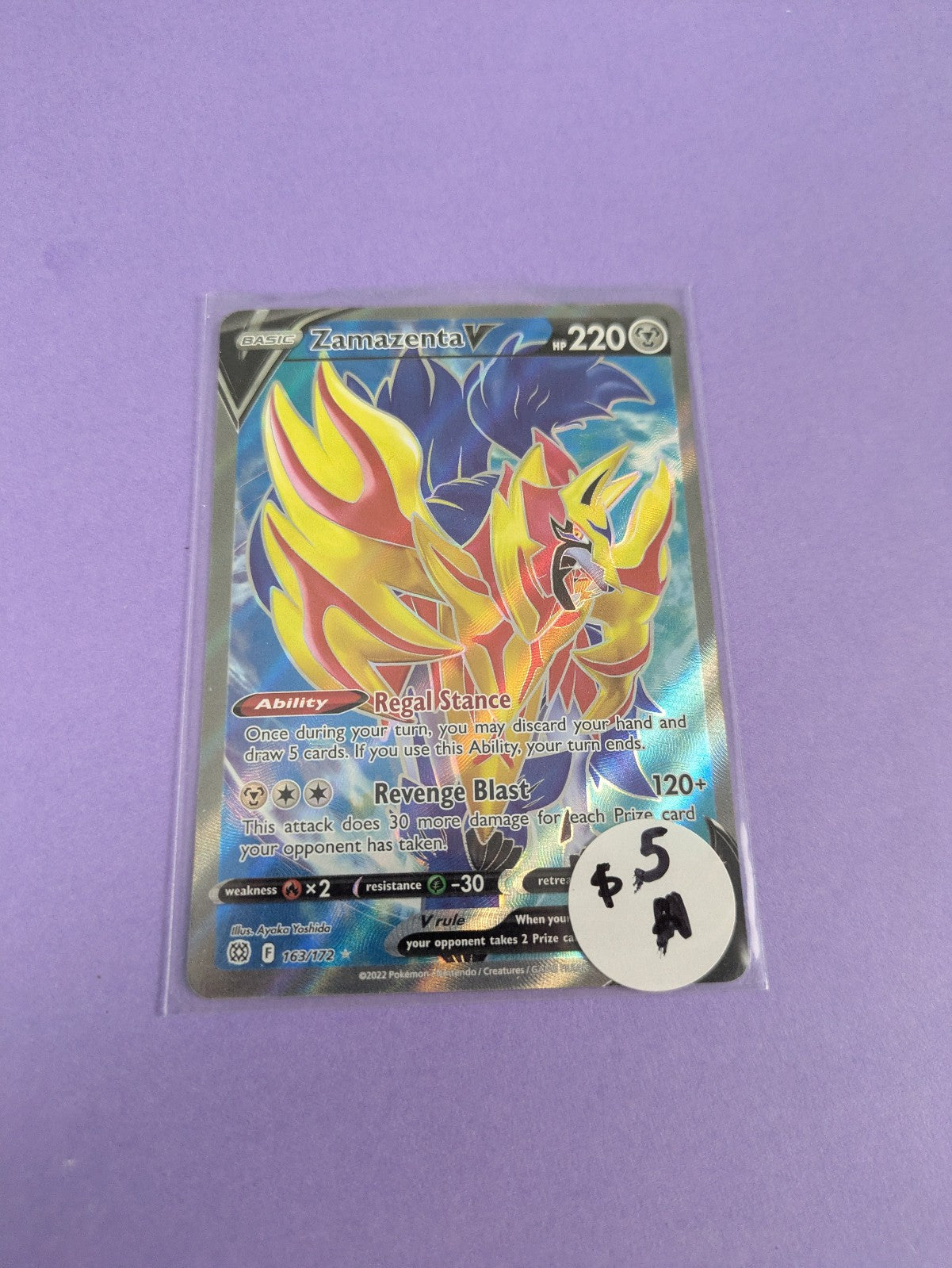 Zamazenta V - 163/172 - Full Art Ultra Rare Brilliant Stars - Pokemon Card - NM