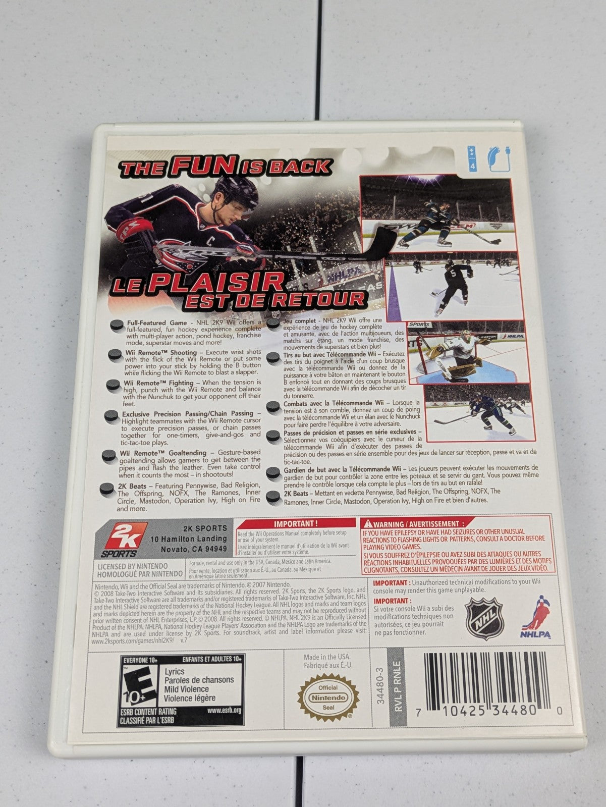 2K Sports NHL 2K9 (Nintendo Wii, 2008) CIB