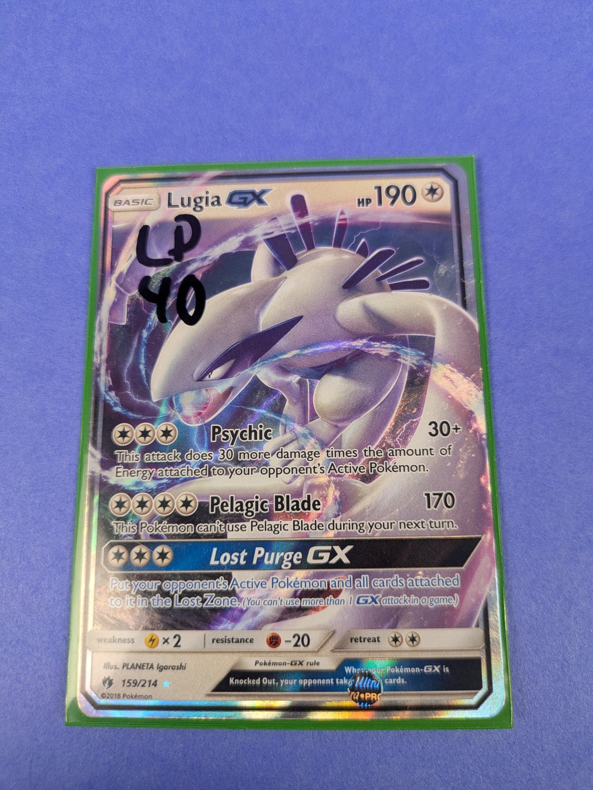 Lugia GX - 159/214 - Rare Holo GX Lost Thunder - Pokemon Card - LP