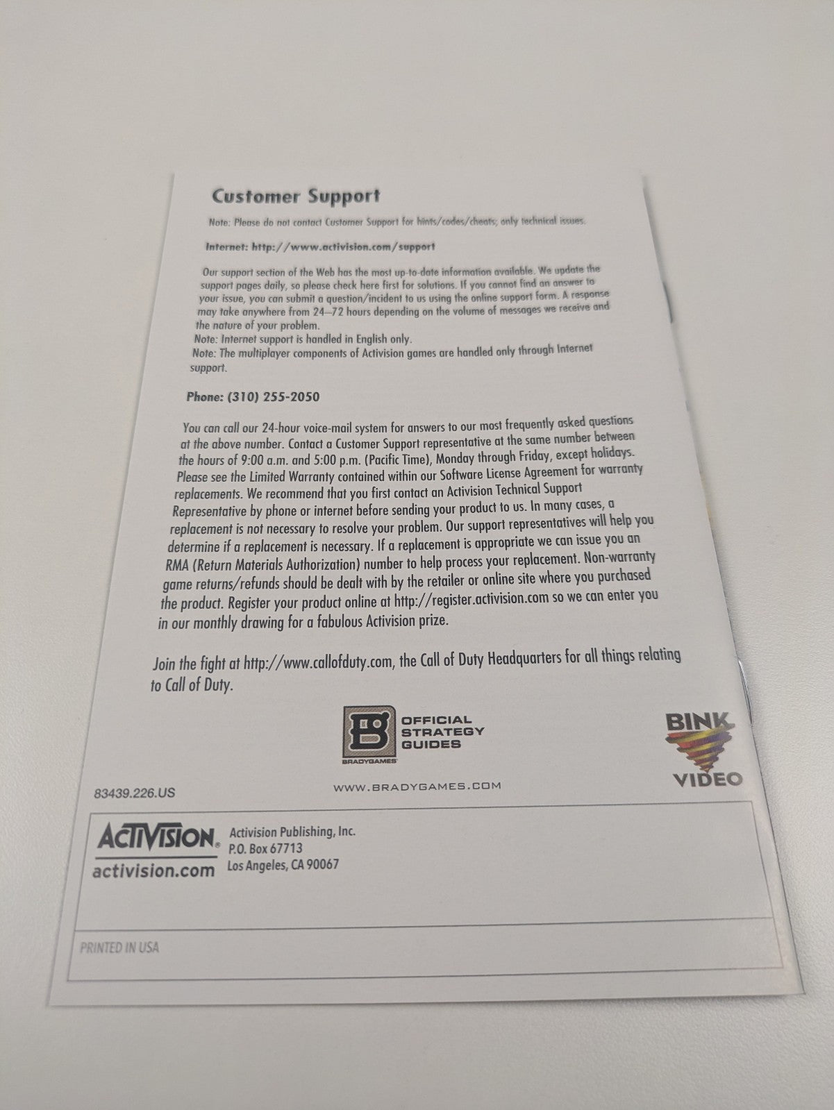 Call of Duty: World at War (Nintendo Wii, 2008) CIB