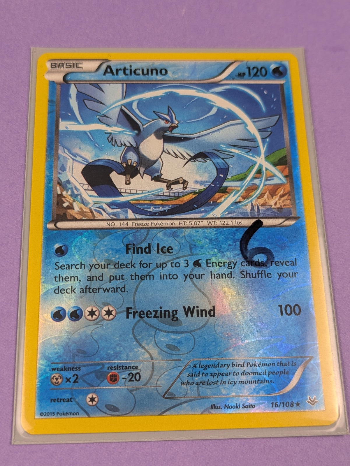 Articuno - 16/108 - Rare Reverse Holo Roaring Skies - Pokemon Card - NM