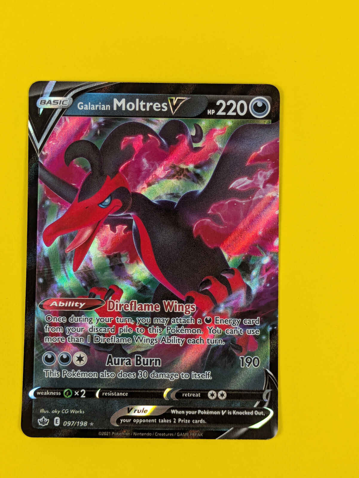 Galarian Moltres V - 097/198 - Ultra Rare Chilling Reign - Pokemon Card - NM
