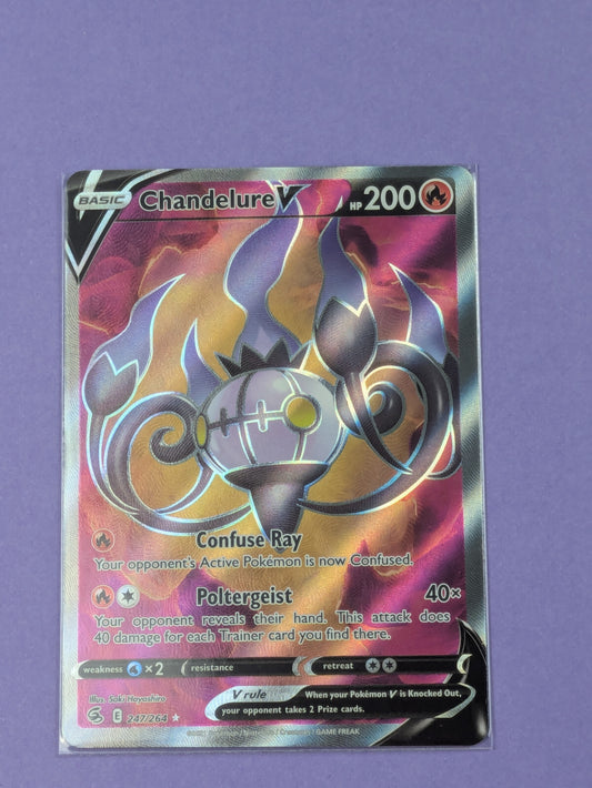 Chandelure V - 247/264 - Full Art Ultra Rare Sword & Shield -Pokemon Card -NM