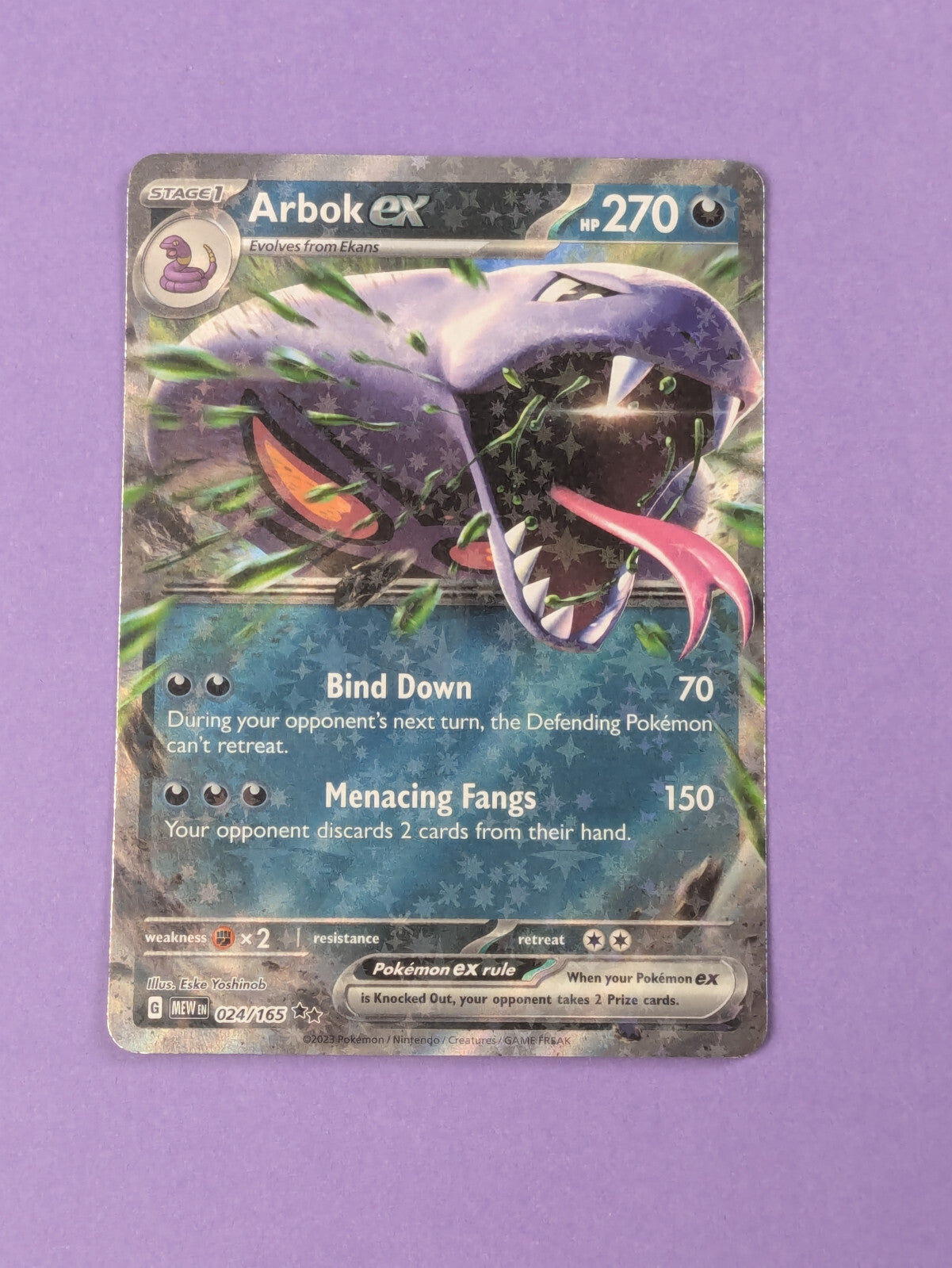 Arbok ex - 024/165 - Double Rare Scarlet & Violet: 151- Pokemon Card - NM