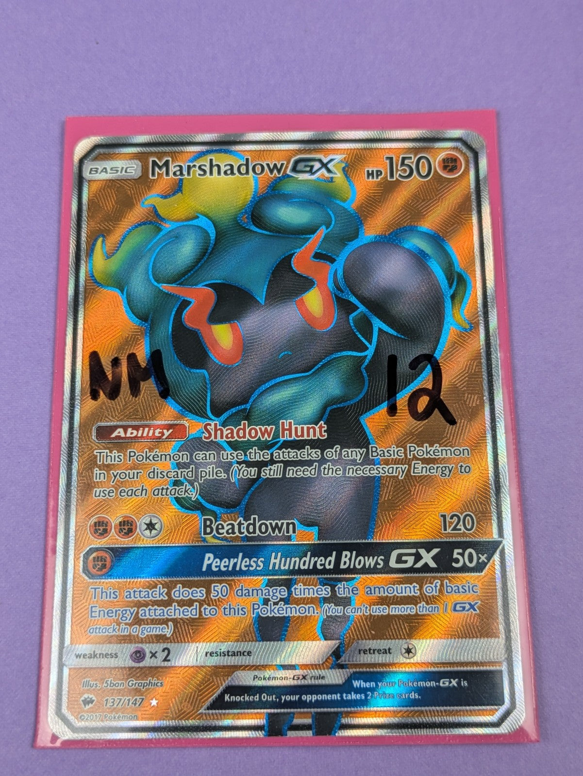 Marshadow GX - 137/147 - Ultra Rare Holo Burning Shadows Pokemon Card - NM