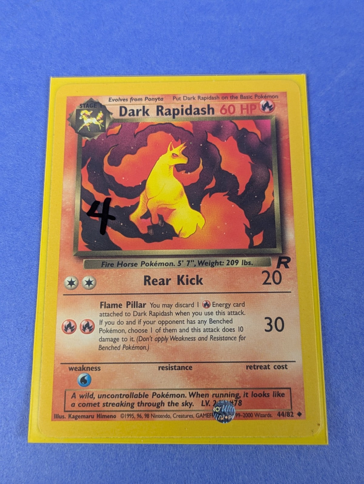 Dark Rapidash - 44/82 - Uncommon Unlimited - Pokemon Card - LP
