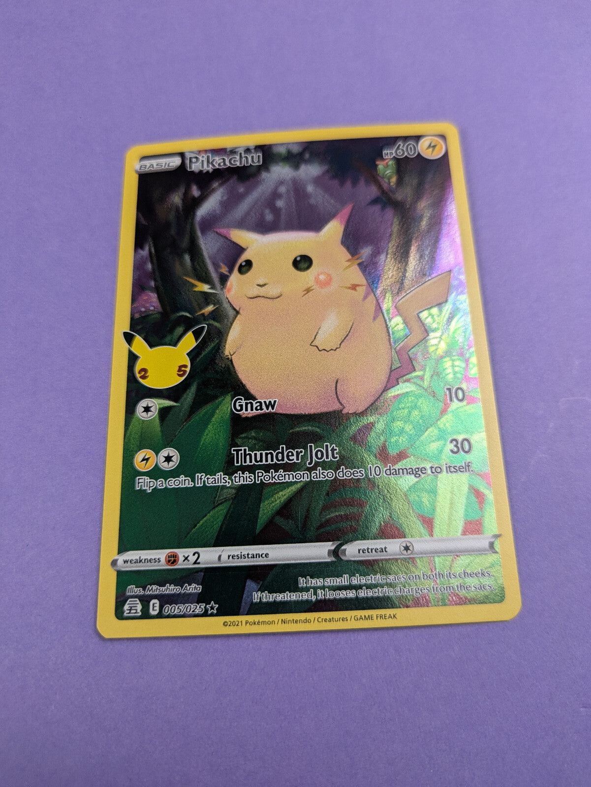 Pikachu-005/025-Full Art Holo Rare Sword & Shield: Celebrations-Pokemon Card- NM
