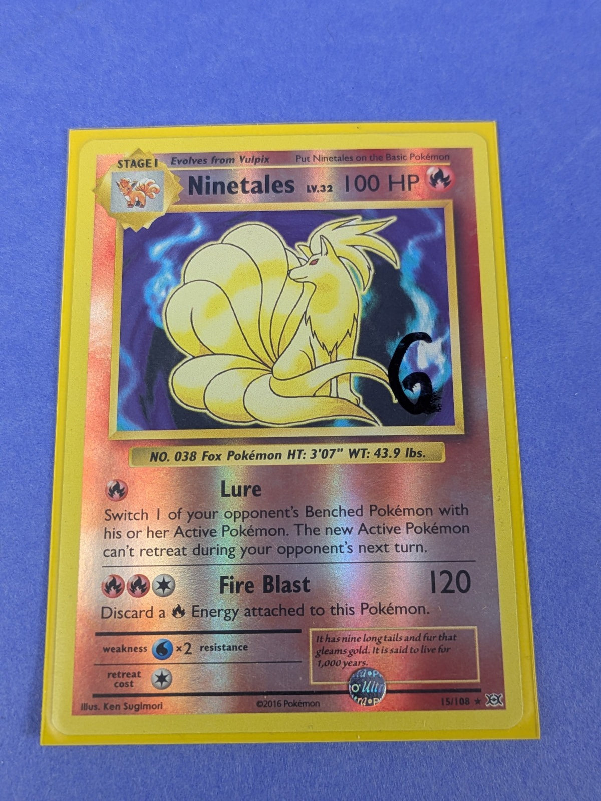 Ninetales - 15/108 - Rare Reverse Holo Evolutions - Pokemon Card - NM