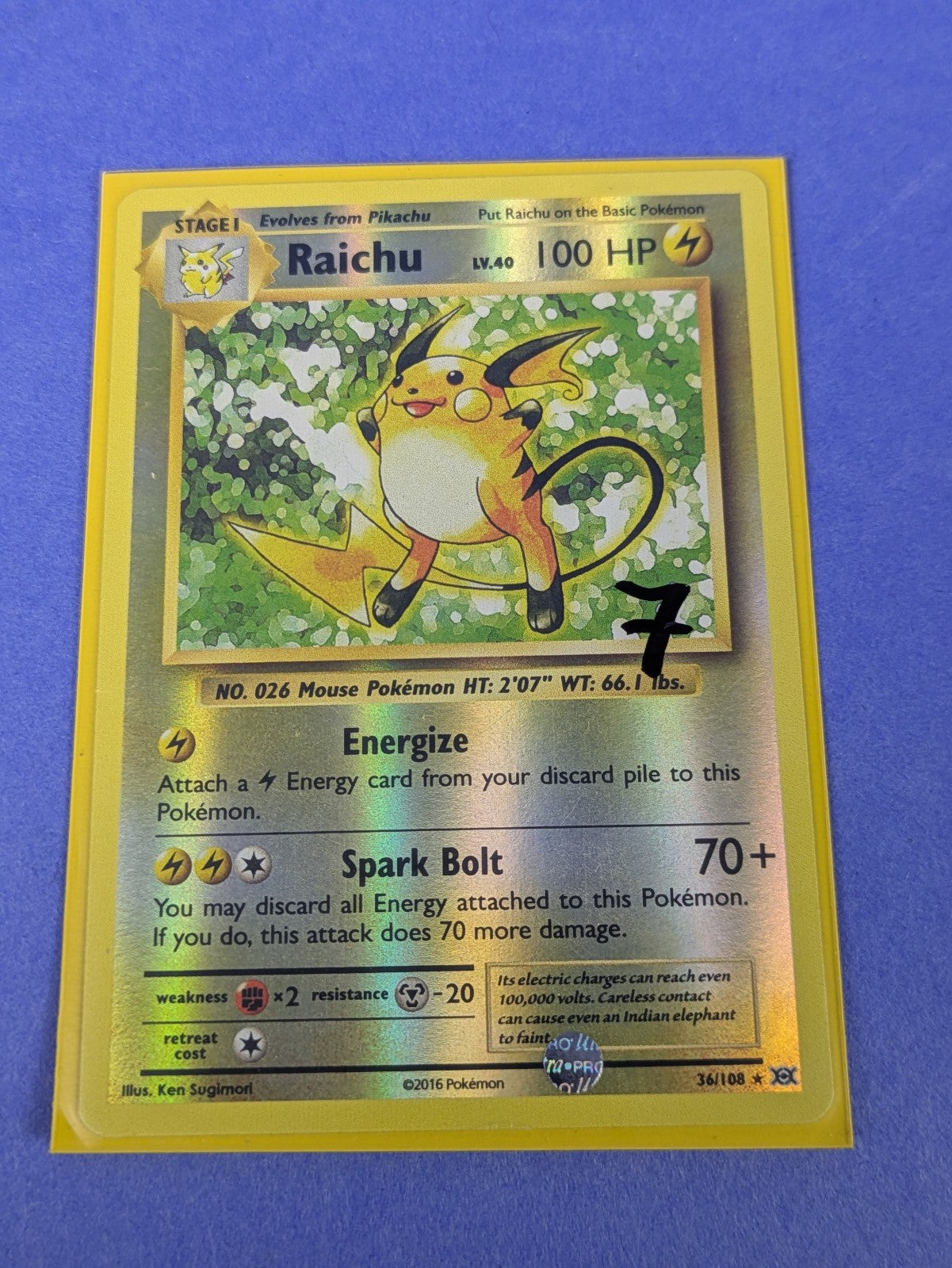 Raichu - 36/108 - Rare Reverse Holo Evolutions - Pokemon Card - NM