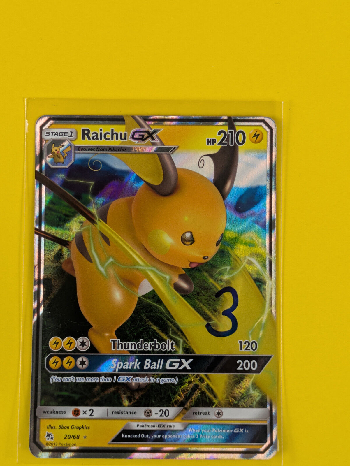 Raichu GX - 20/68 - Ultra Rare Hidden Fates - Pokemon Card - NM