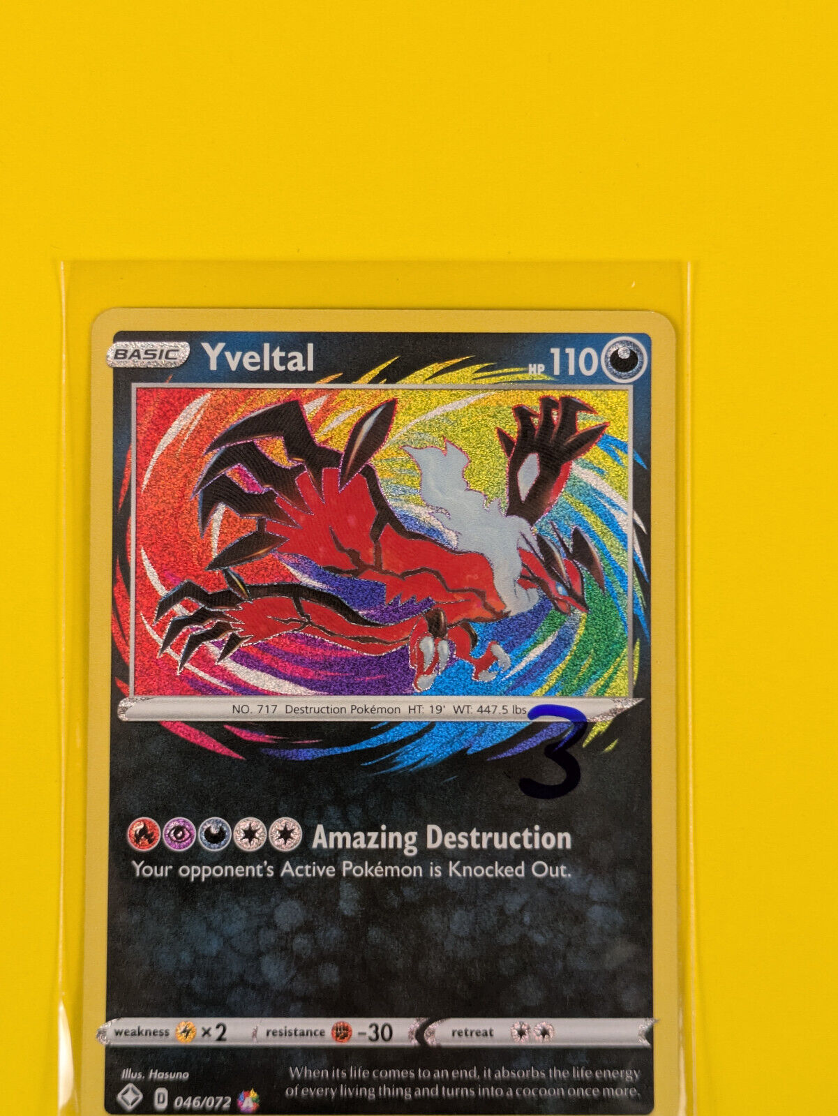 Yveltal - 046/072 - Amazing Rare Shining Fates - Pokemon Card - NM