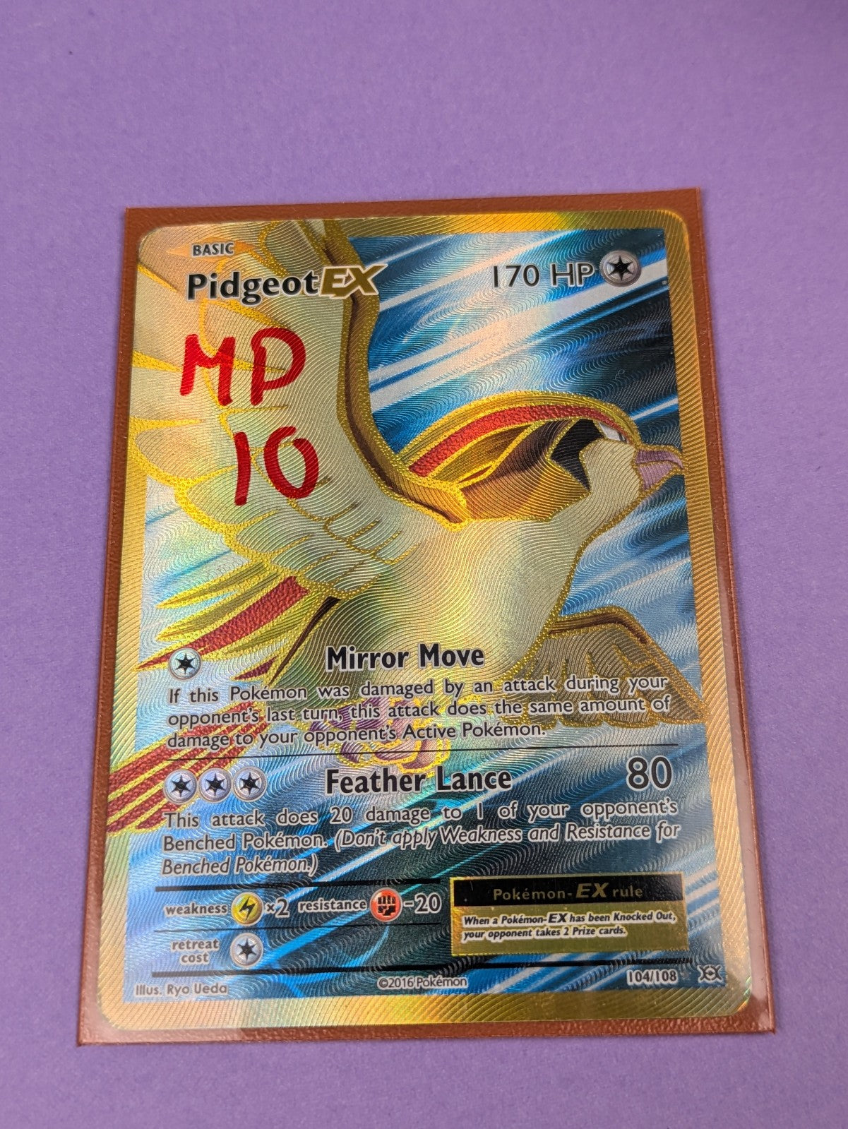 Pidgeot EX - 104/108 - Rare Ultra Holo Evolutions - Pokemon Card - MP