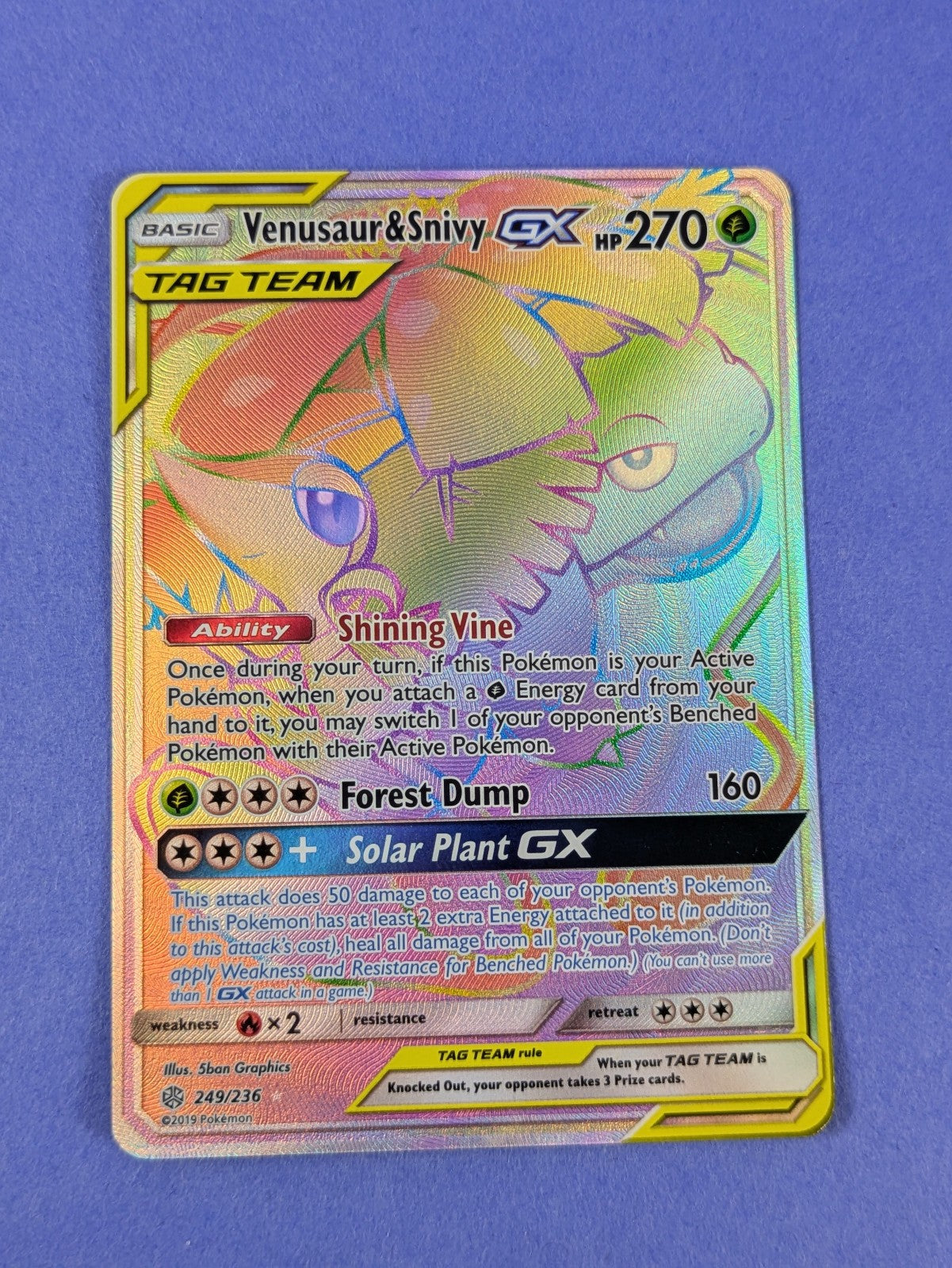 Venusaur & Snivy GX - 249/236 - Hyper Rare Holo Cosmic Eclipse - Pokemon - LP