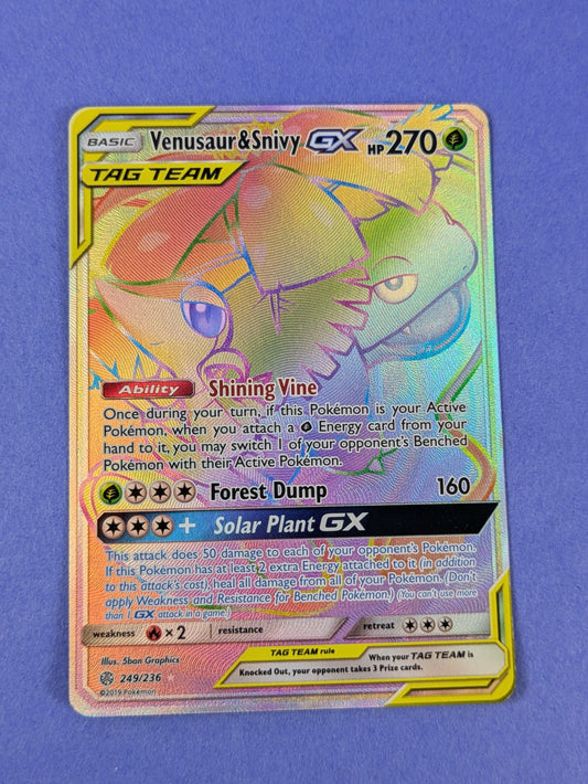 Venusaur & Snivy GX - 249/236 - Hyper Rare Holo Cosmic Eclipse - Pokemon - LP