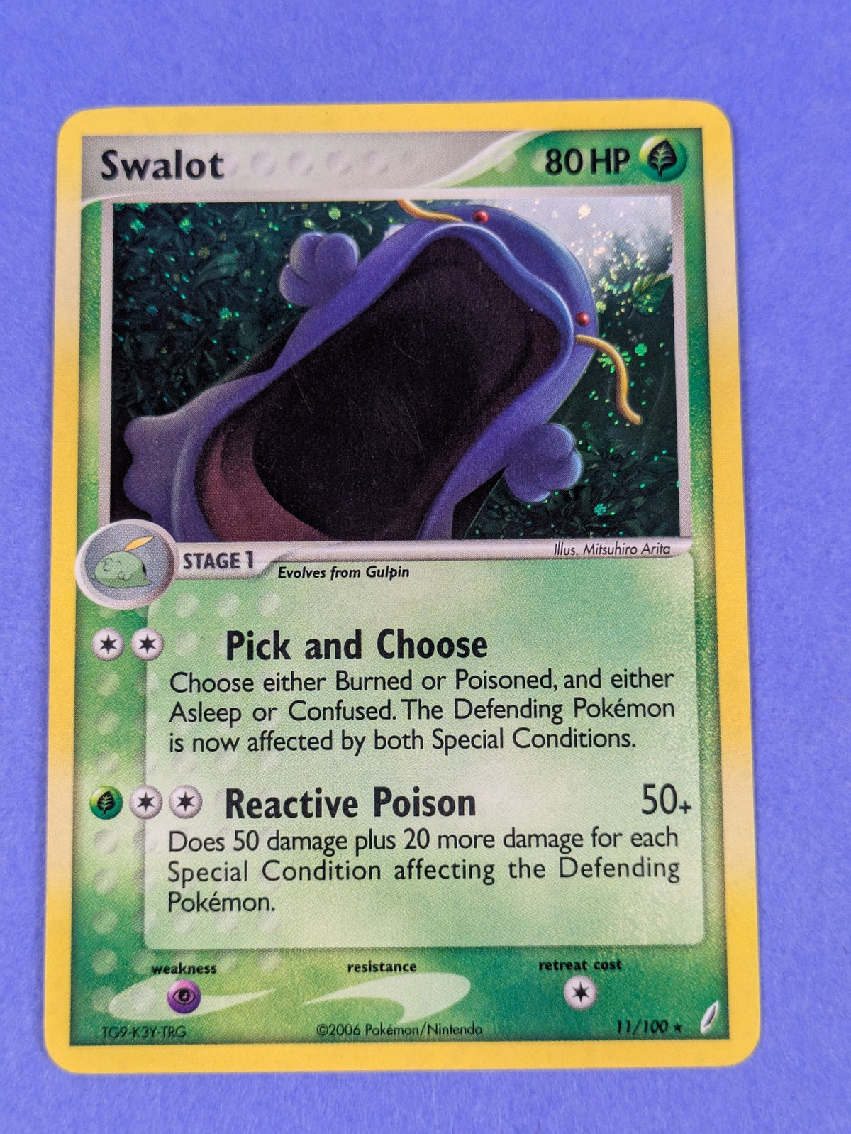 Swalot - 11/100 - Holo Rare Crystal Guardians - Pokemon Card - NM