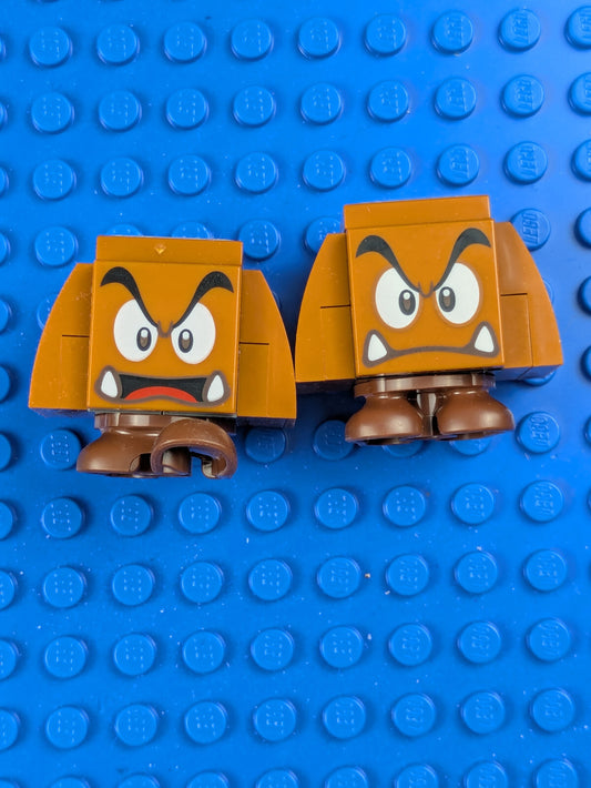 Lego Super Mario: Goomba (2X) Angry/Open Mouth mar0123, mar0115 Set 71408