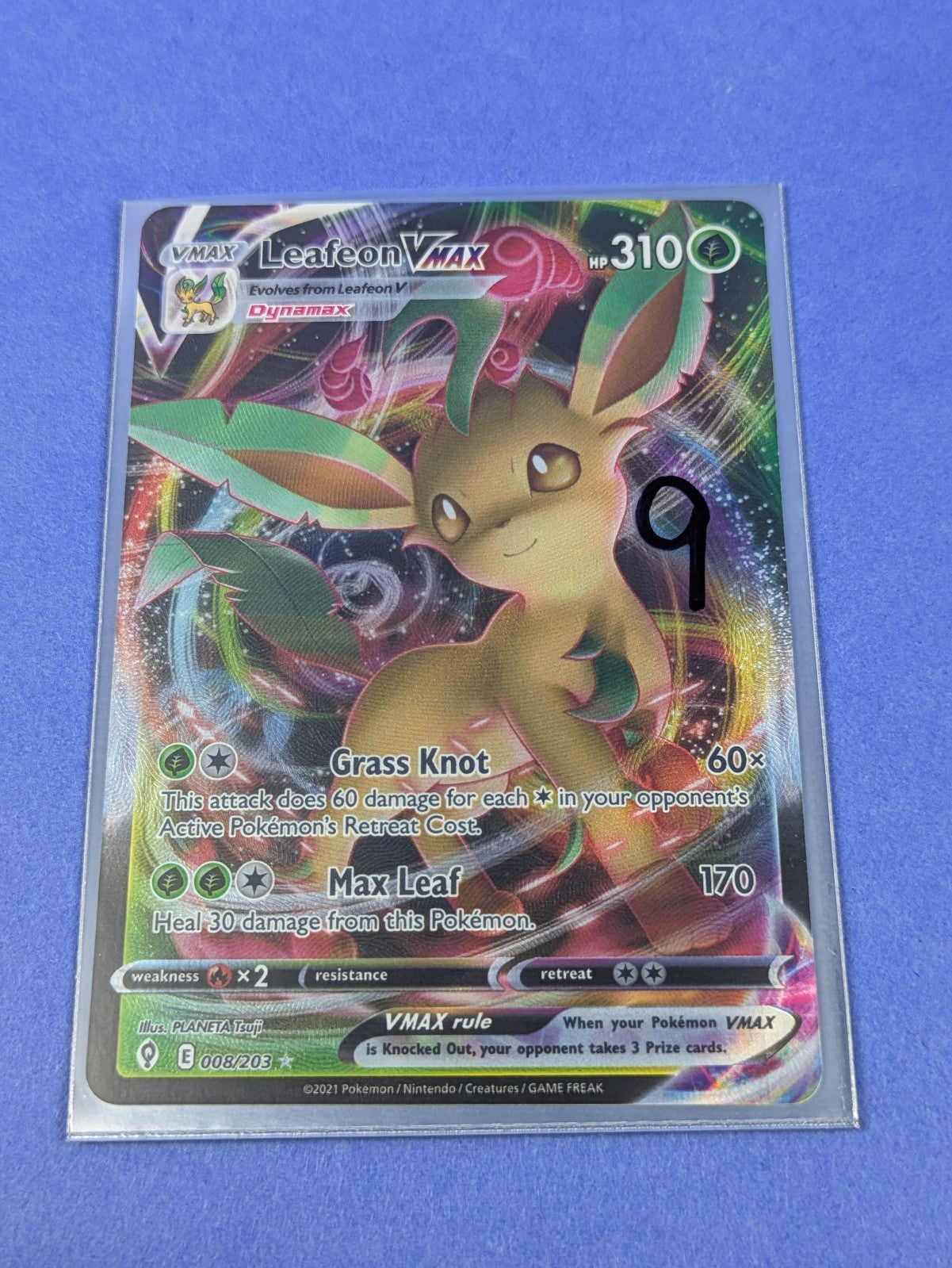 Leafeon VMAX - 008/203 - Rare Holo VMAX Evolving Skies - Pokemon Card - NM