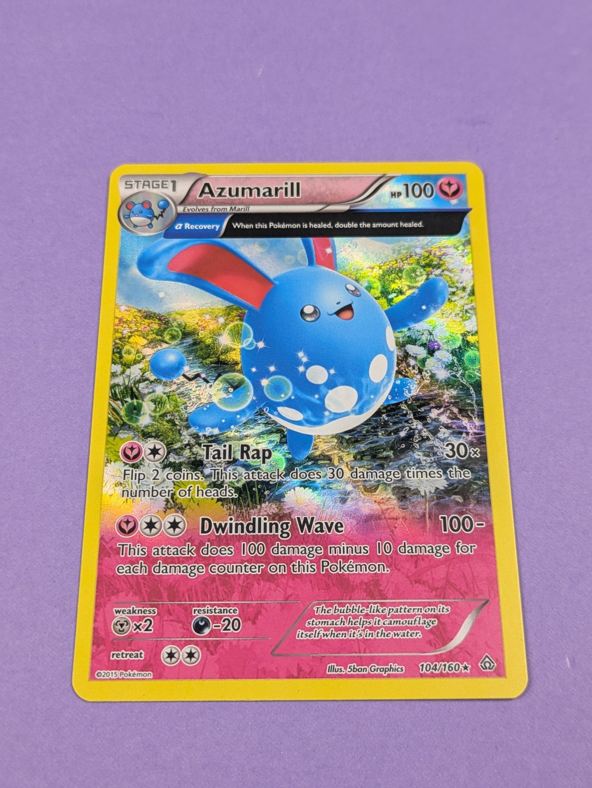 Azumarill - 104/160 - Rare Holo Primal Clash - Pokemon Card - NM