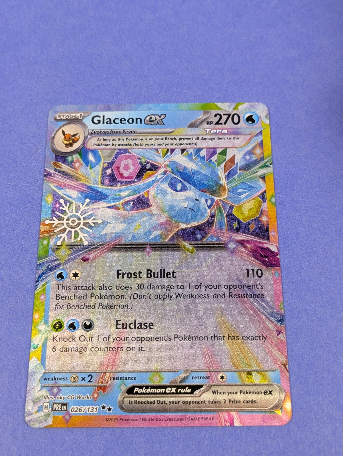 Glaceon ex - 026/131 - Double Rare Prismatic Evolutions Calendar - Pokemon - NM