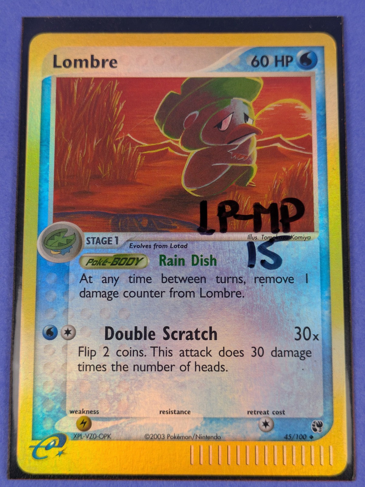 Lombre - 45/100 - Uncommon Reverse Holo Sandstorm - Pokemon Card - MP