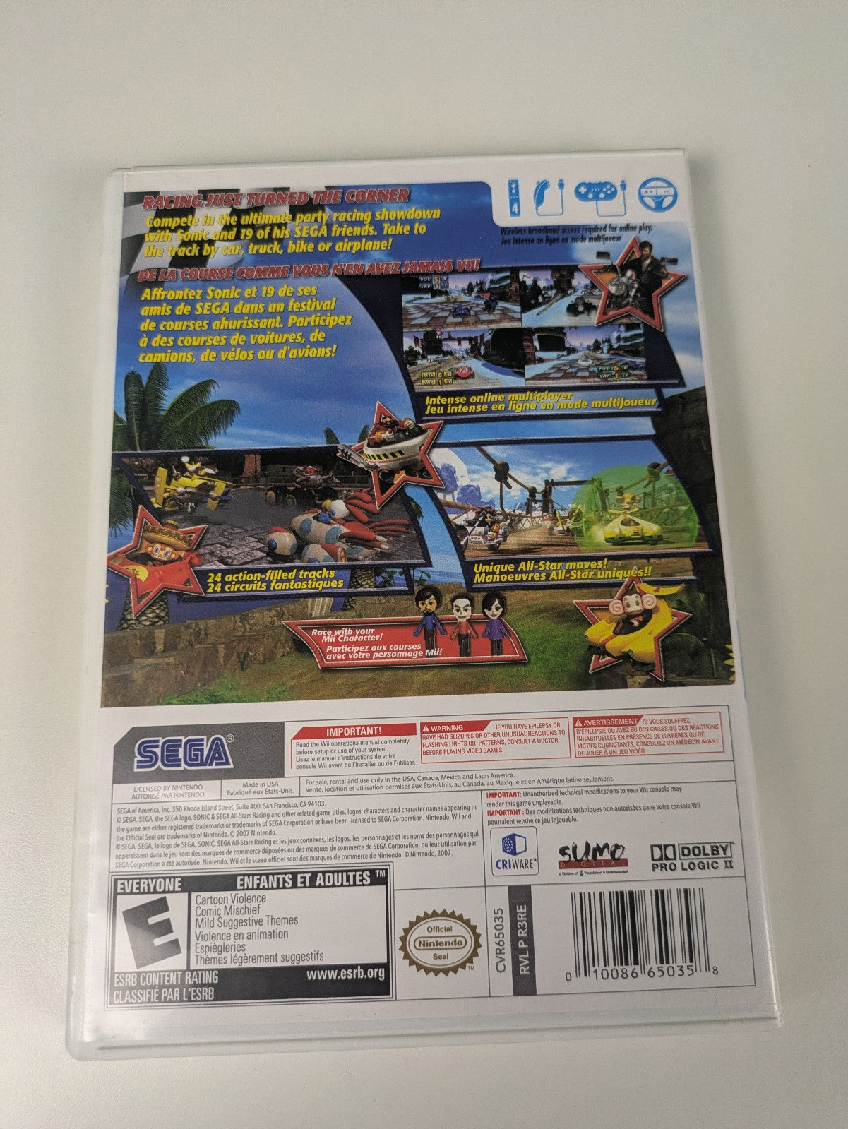 Sonic & Sega All-Stars Racing (Nintendo Wii, 2010) CIB