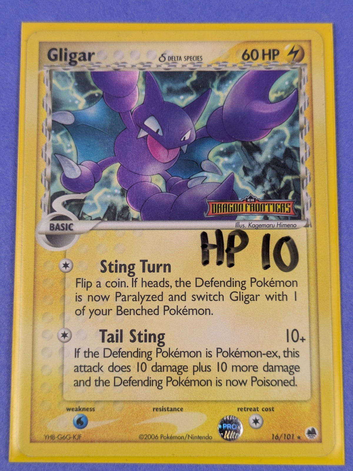 Gligar - 16/101 - Rare Reverse Holo Dragon Frontiers - Pokemon Card - HP