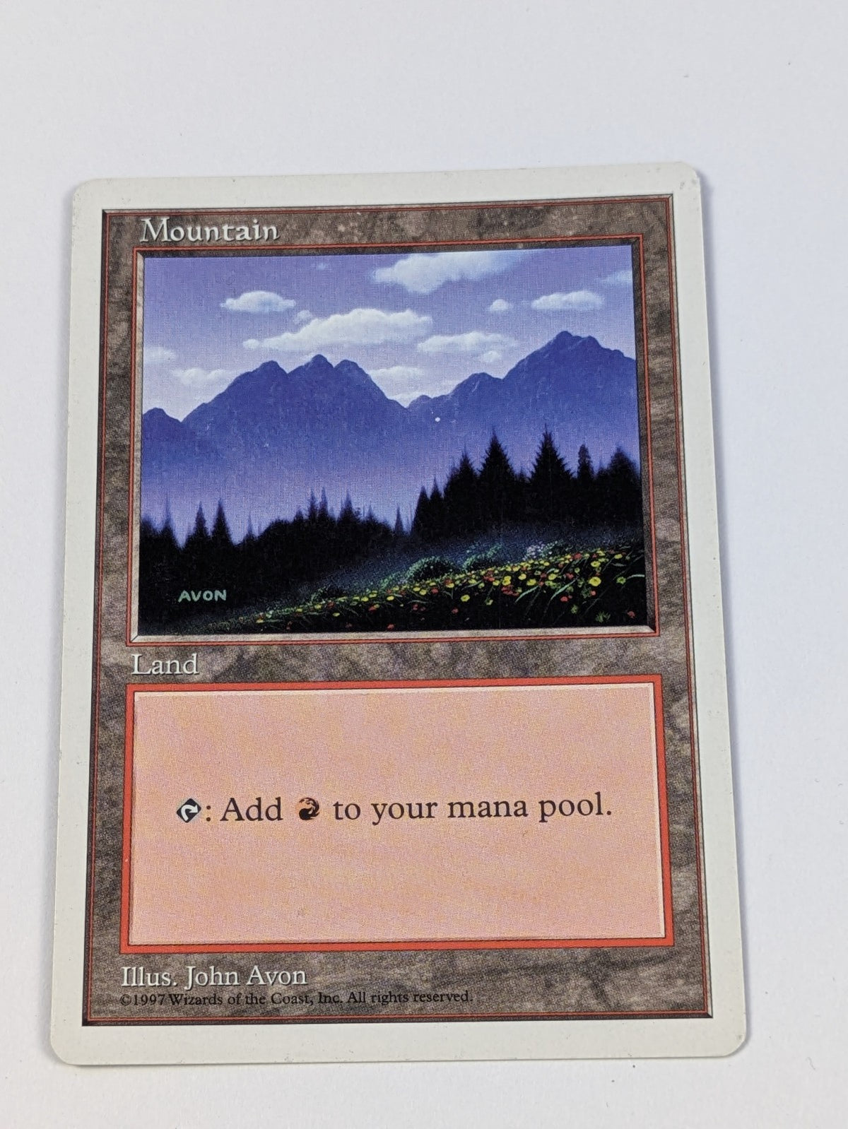 MTG Magic: Anthologies Mountain (John Avon Flower Art) White Border Basic Land