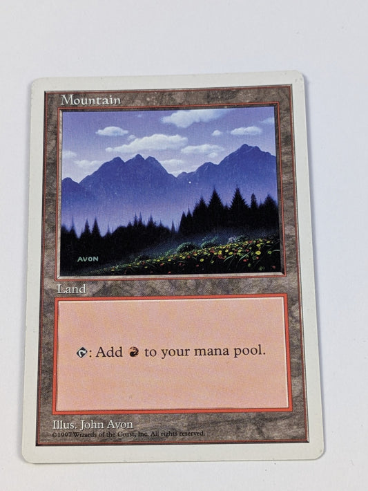 MTG Magic: Anthologies Mountain (John Avon Flower Art) White Border Basic Land