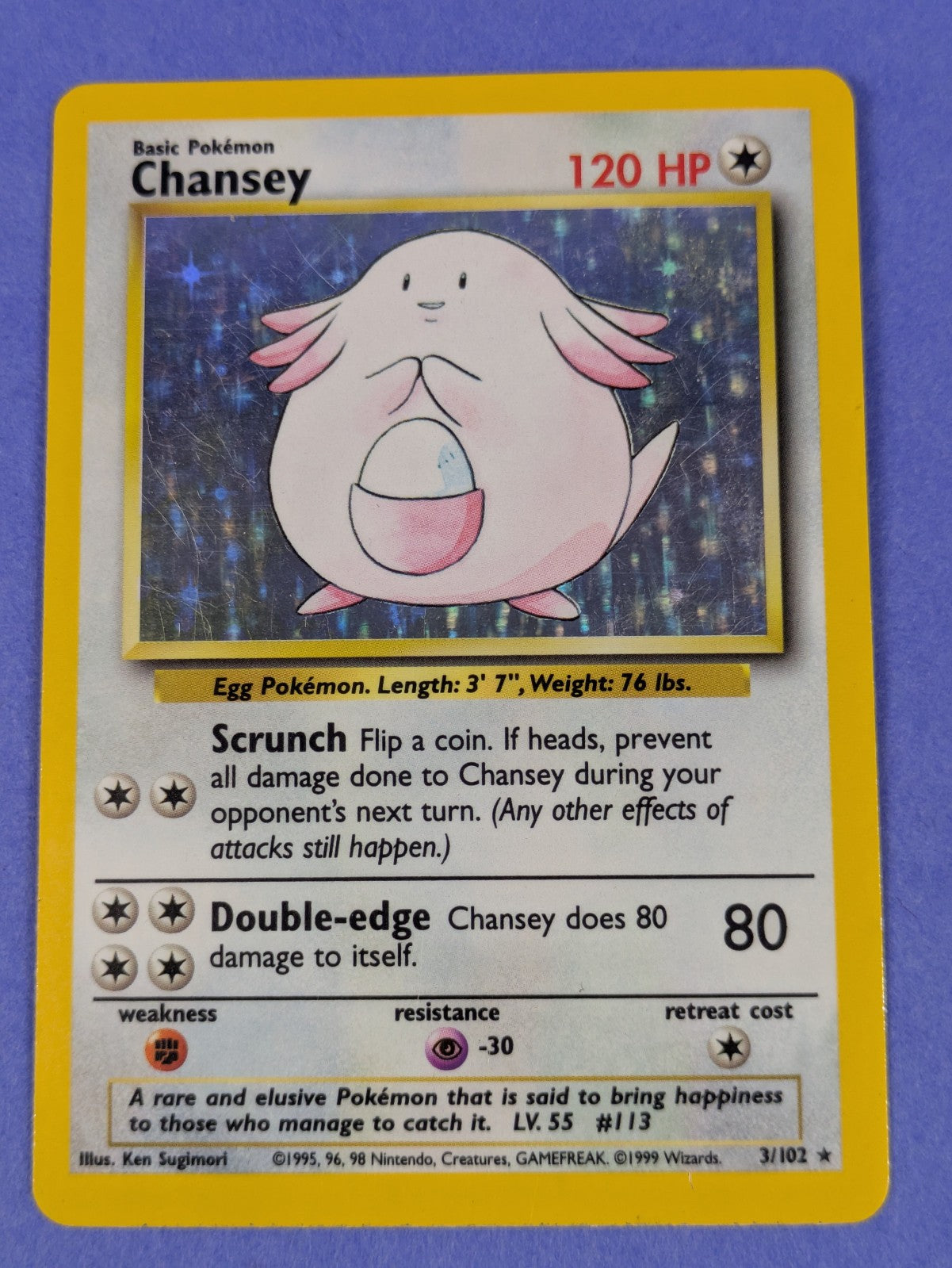Chansey - 3/102 - Holo Base Set Unlimited - Pokemon Card - HP