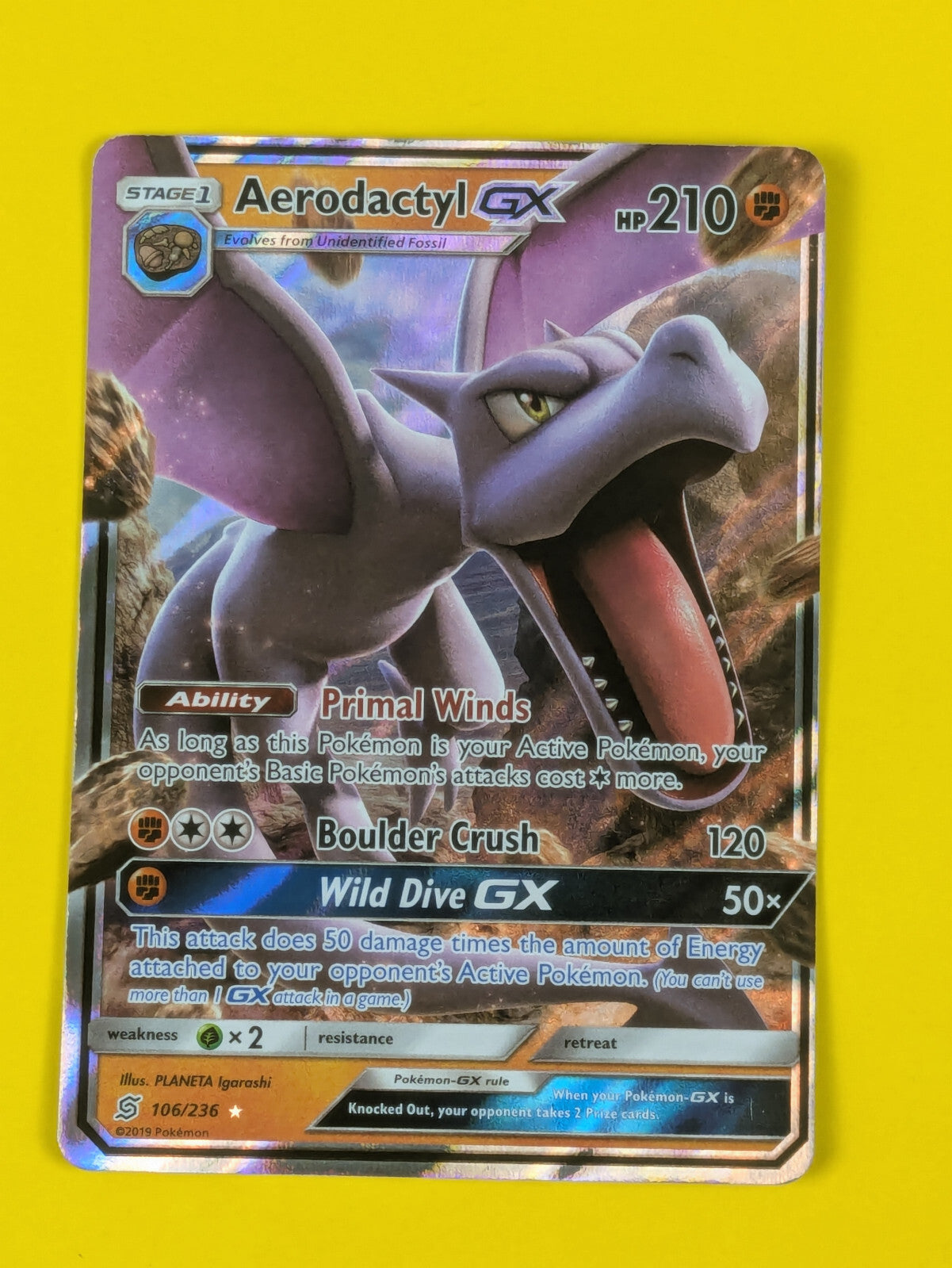 Aerodactyl GX - 106/236 - Ultra Rare Unified Minds - Pokemon Card - NM