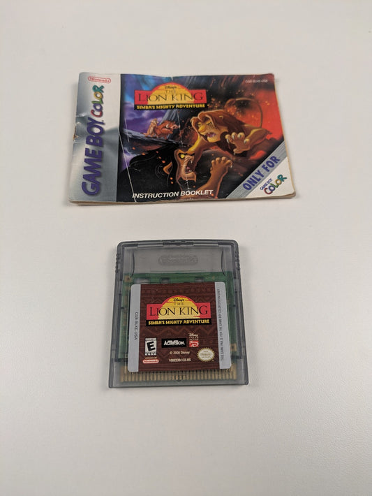 The Lion King: Simba’s Mighty Adventure (Game Boy Color, 2000) Cartridge/Manual
