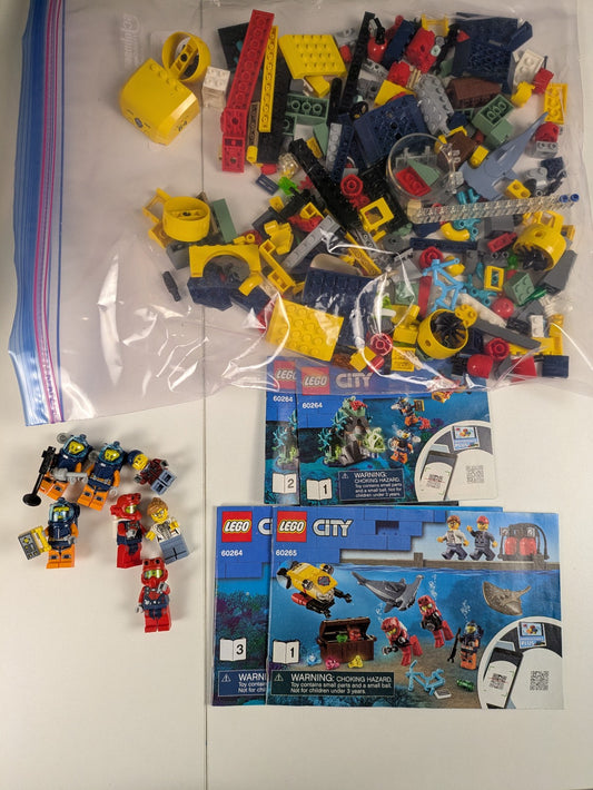 Lego City: 2 Sets: Ocean Exploration Submarine & Ocean Exploration Base