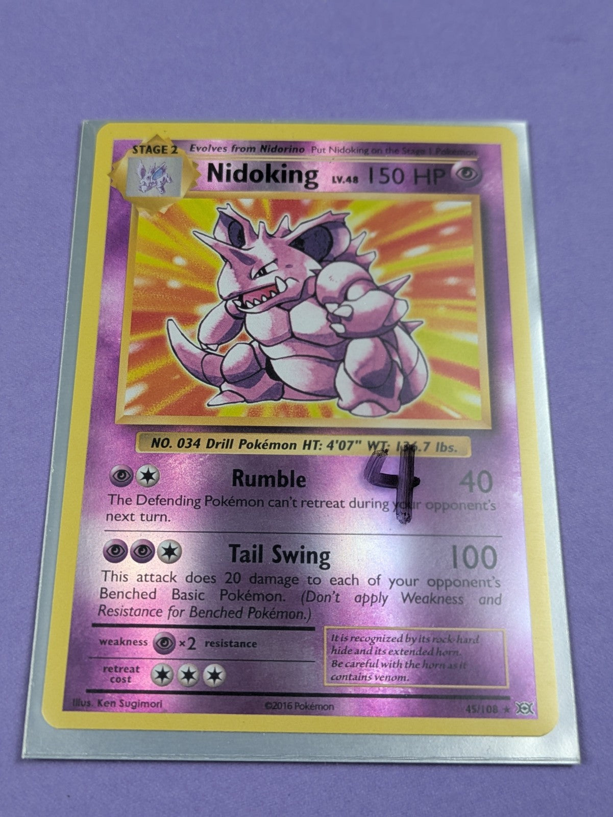 Nidoking - 45/108 - Rare Reverse Holo Evolutions - Pokemon Card - NM