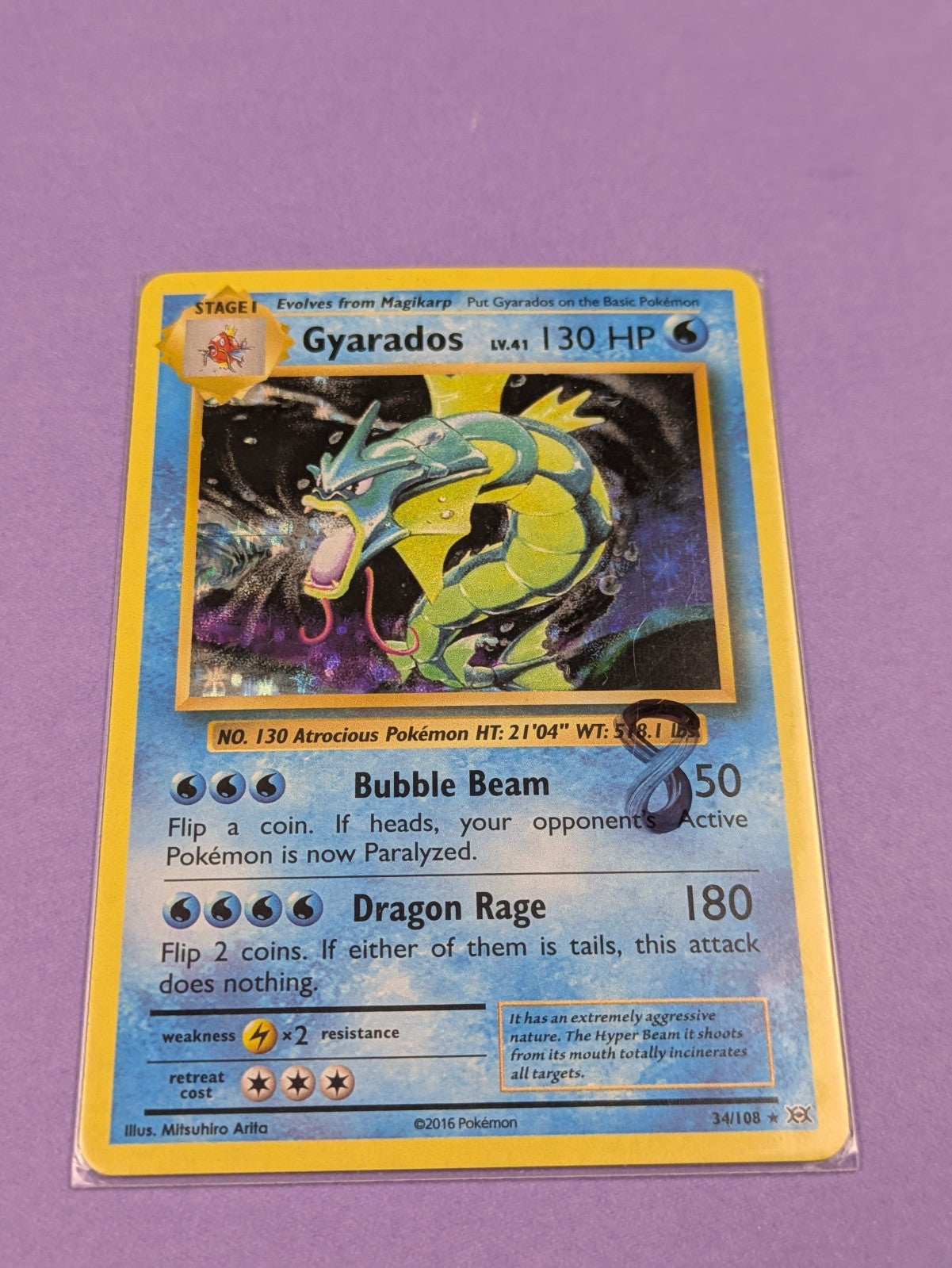 Gyarados - 34/108 - Rare Holo Evolutions - Pokemon Card - LP