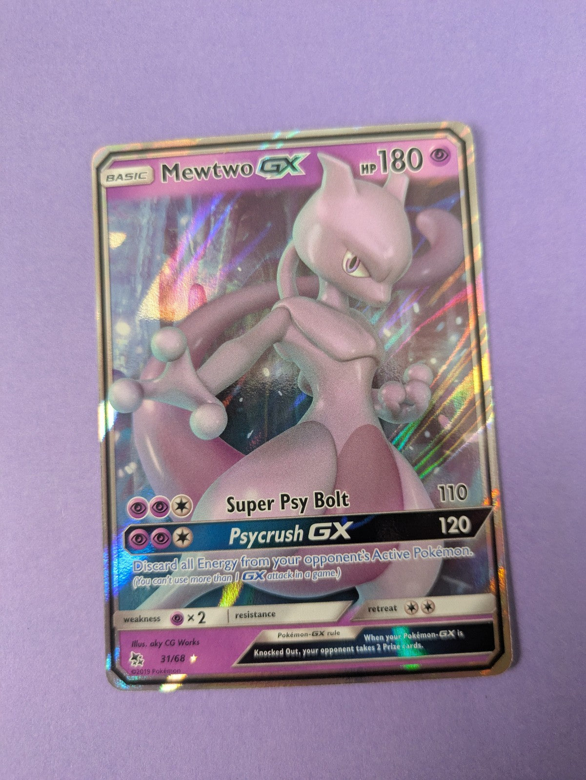 Mewtwo GX - 31/68 - Ultra Rare Hidden Fates - Pokemon Card - NM