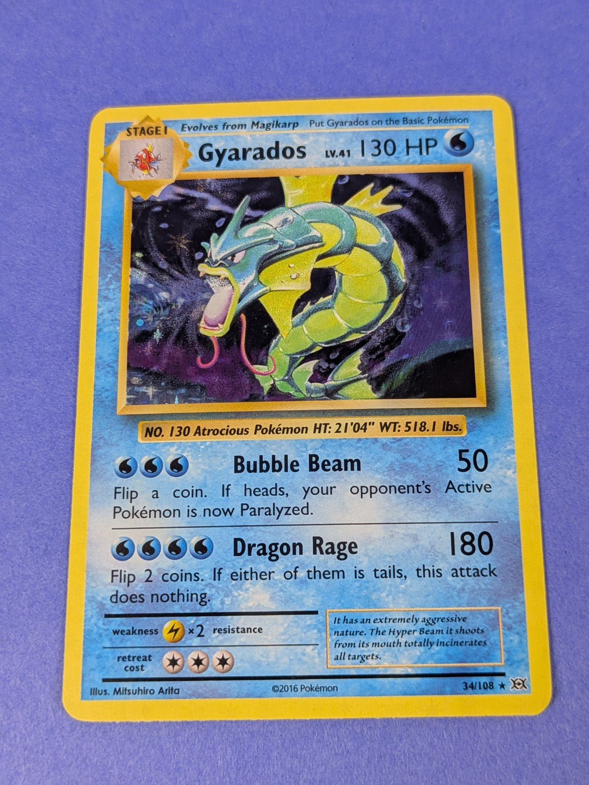 Gyarados - 34/108 - Rare Holo Evolutions - Pokemon Card - LP