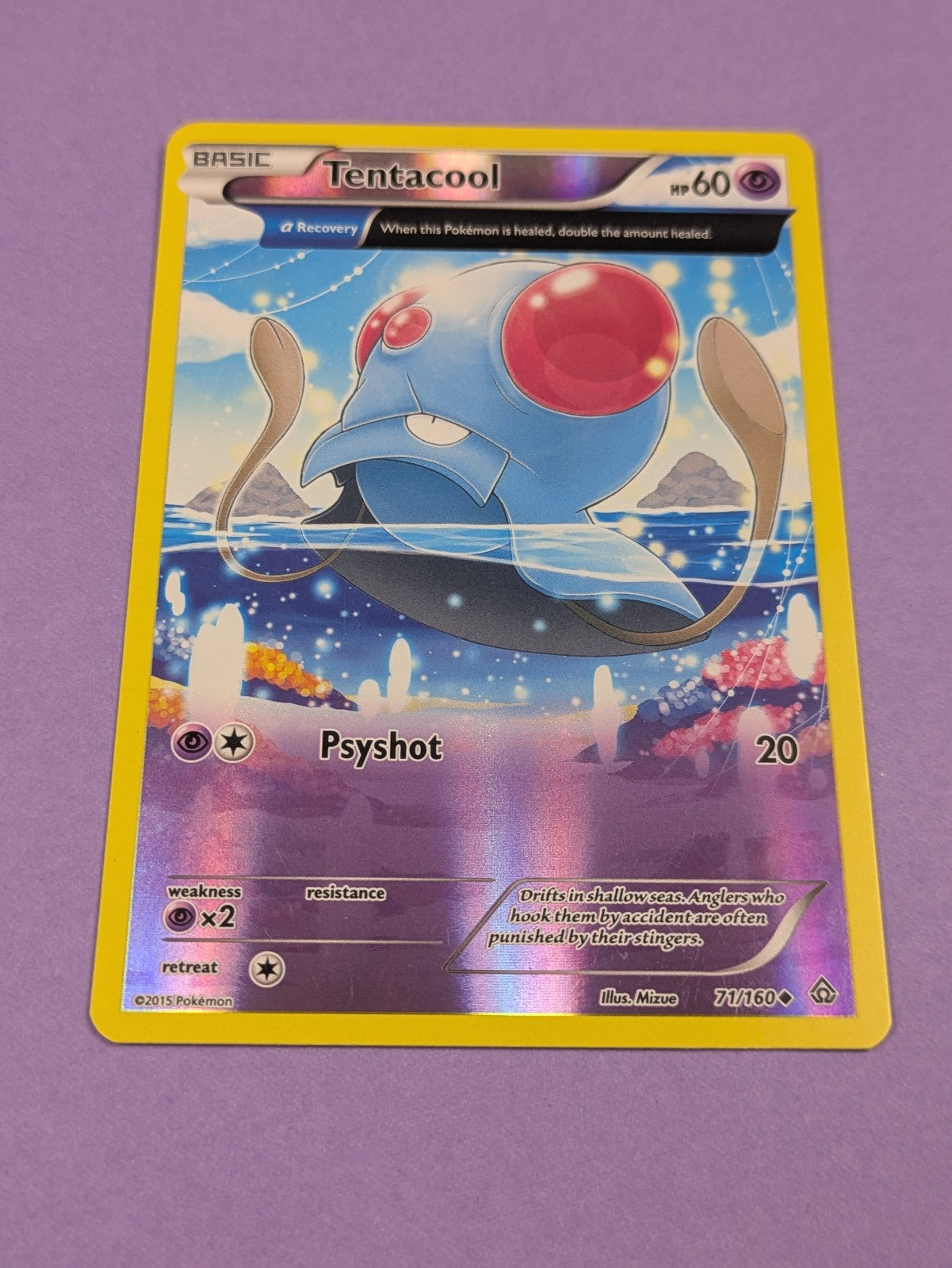 Tentacool - 71/160 - Uncommon Reverse Holo Primal Clash - Pokemon Card - LP