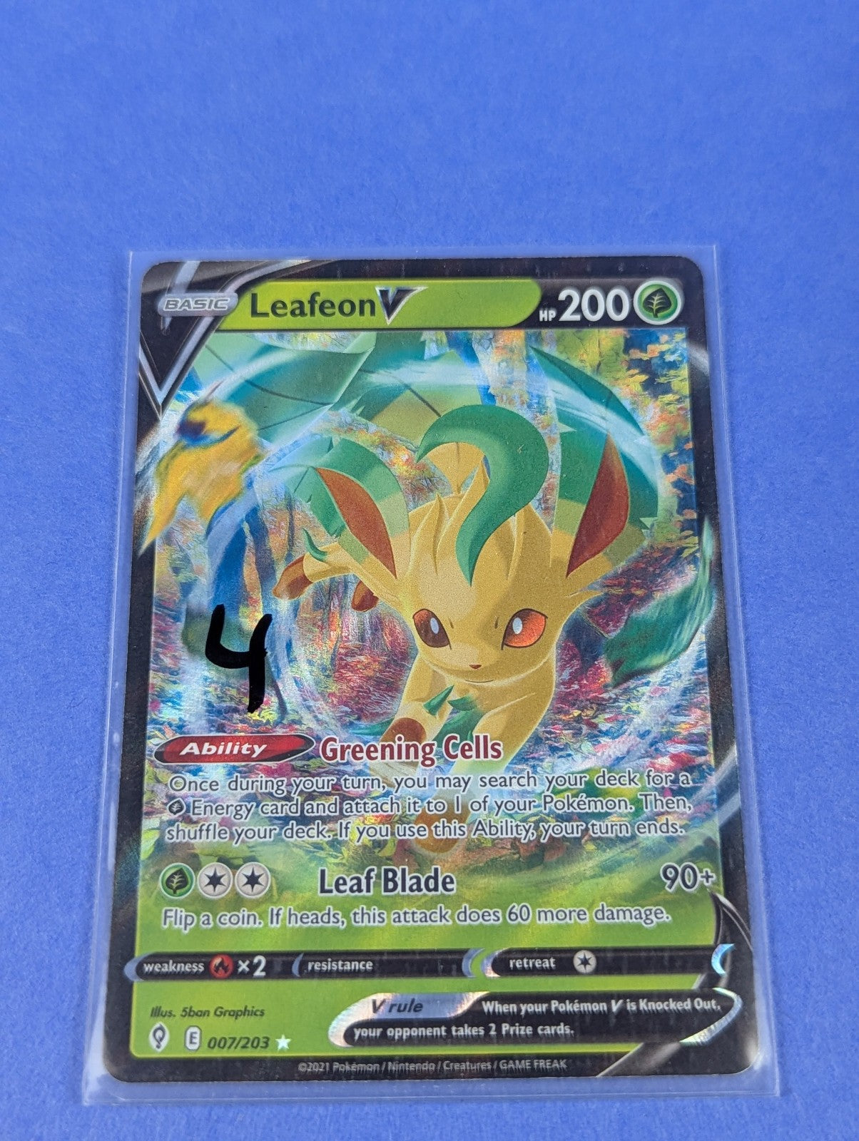 Leafeon V - 007/203 - Rare Holo V Evolving Skies - Pokemon Card - NM
