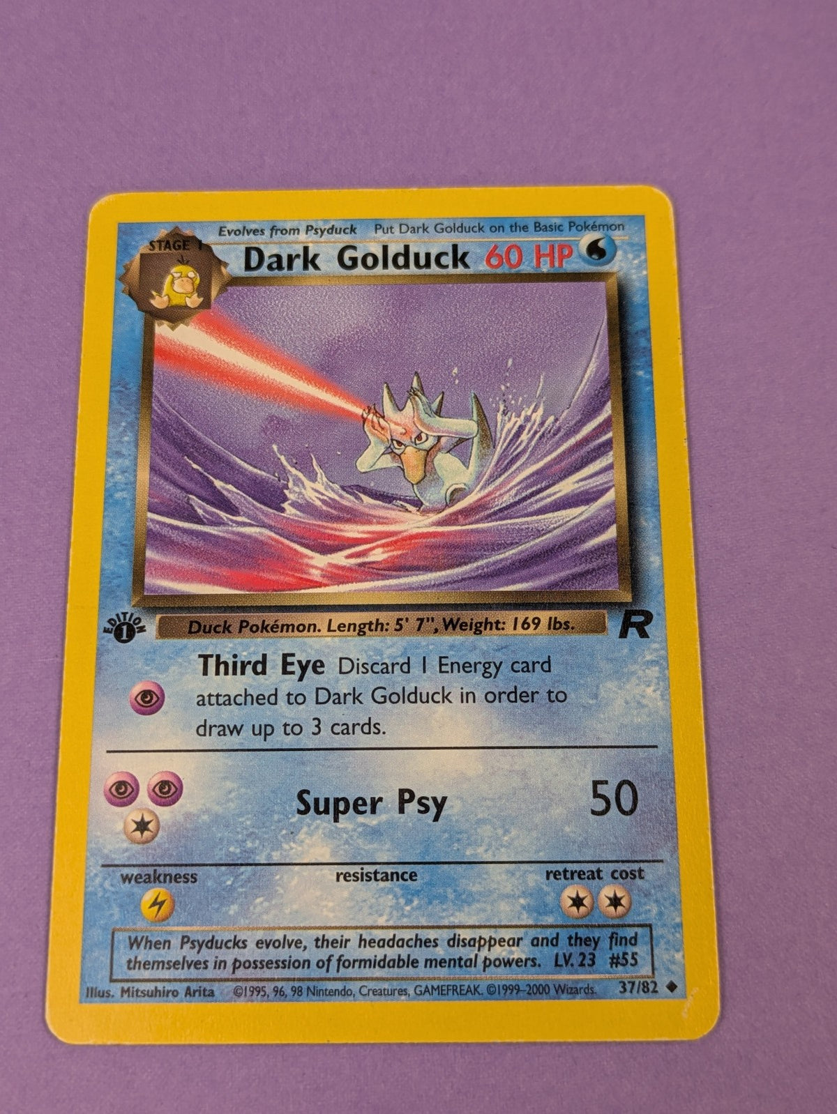 Dark Golduck - 37/82 - Uncommon - 1st Edition Team Rocket  - Pokemon Card - MP