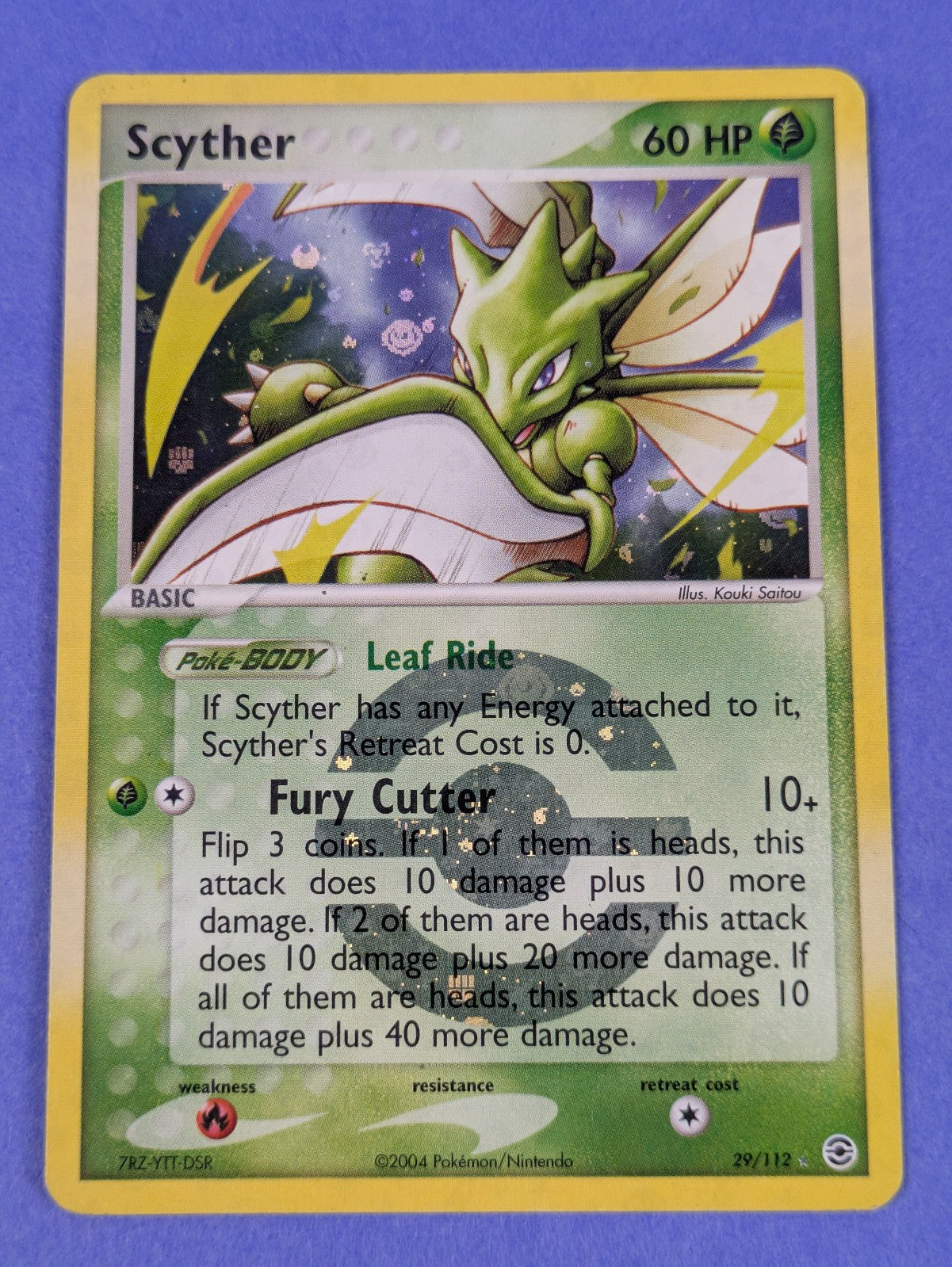 Scyther - 29/112 - Rare Reverse Holo Fire Red & Leaf Green - Pokemon Card - HP