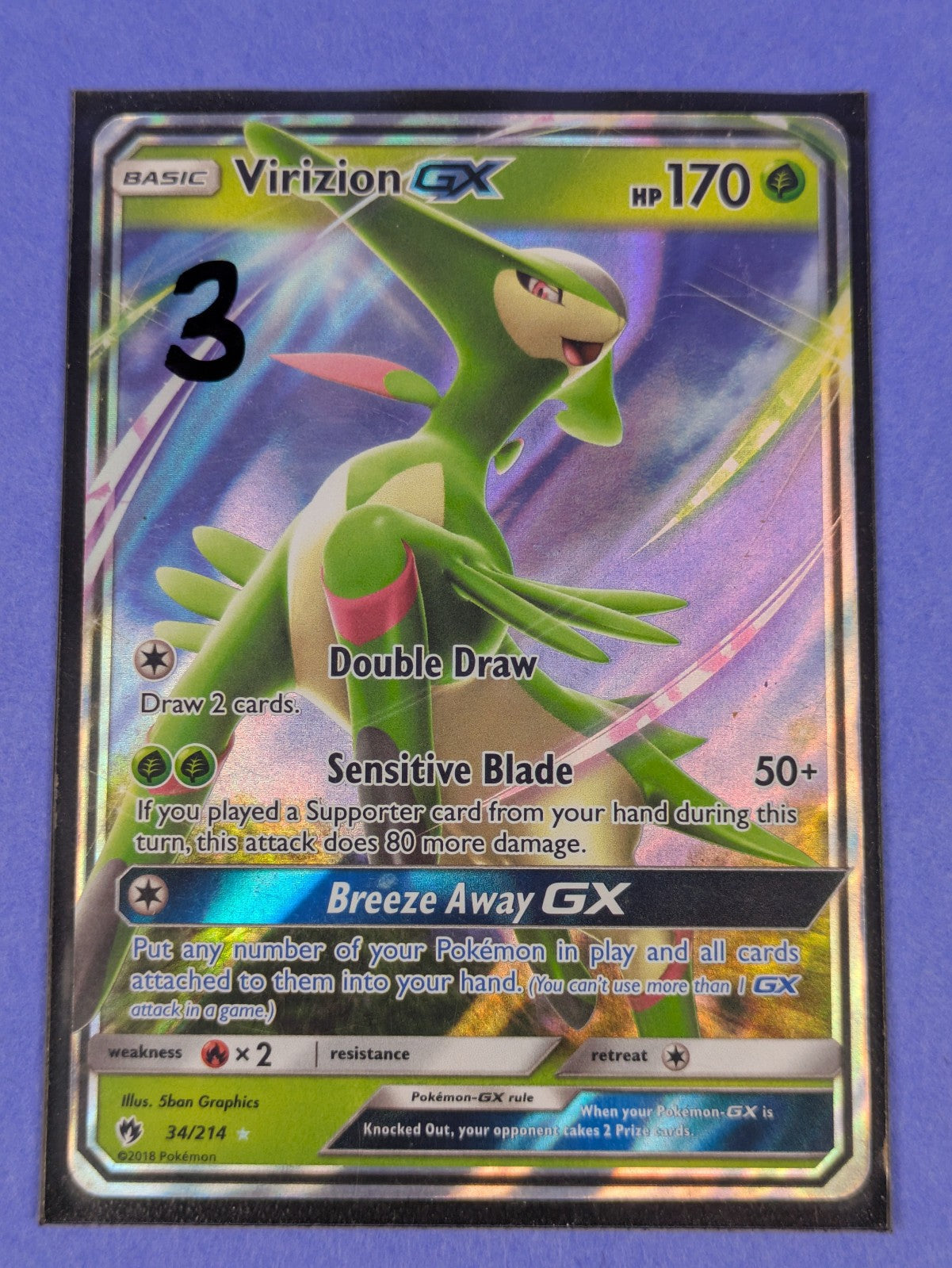 Virizion GX - 34/214 - Ultra Rare Lost Thunder - Pokemon Card - NM