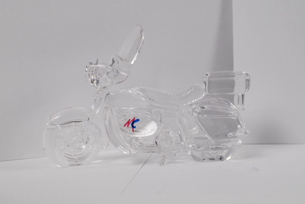 Hofbauer Magic Crystal American Biker Glass Retro Motorcycle Paperweight