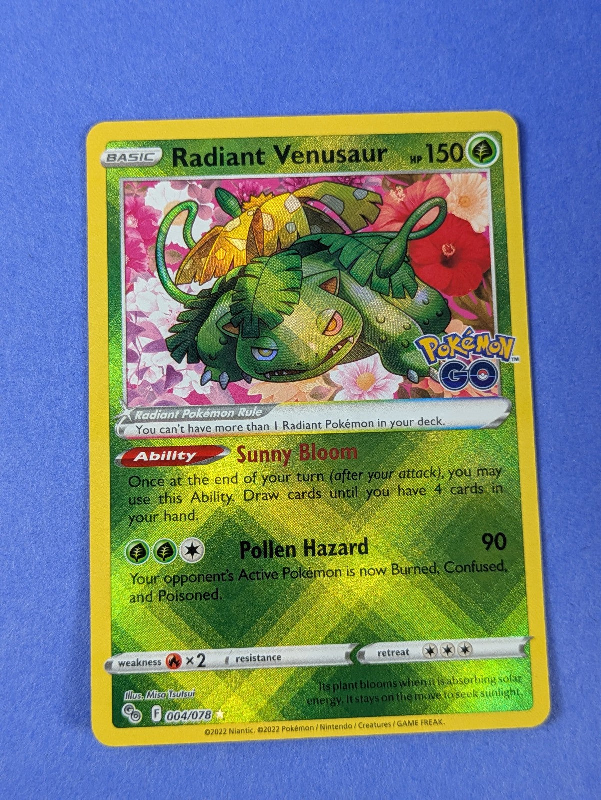 Radiant Venusaur - 004/078 - Radiant Rare Pokémon GO - Pokemon Card - NM