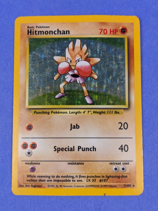 Hitmonchan - 7/102 - Holo Rare Base Set - Pokemon Card - DMG