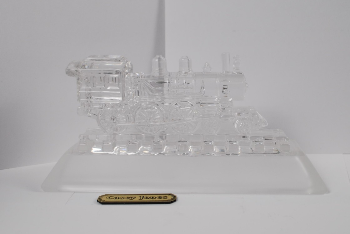 Hofbauer Magic Crystal Casey Jones USA Glass Train Locomotive Paperweight
