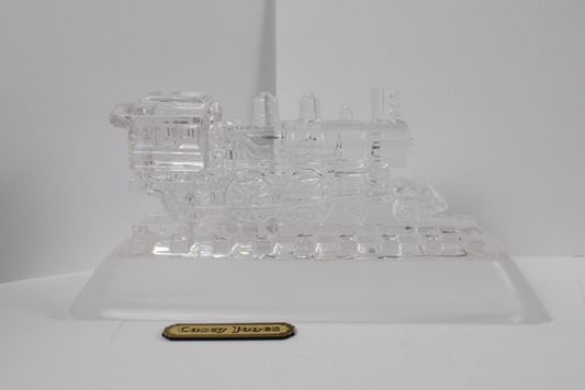 Hofbauer Magic Crystal Casey Jones USA Glass Train Locomotive Paperweight