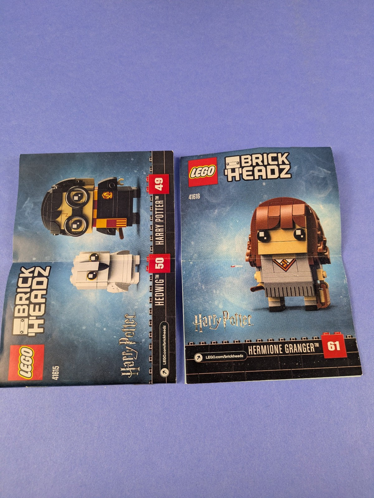 LEGO BrickHeadz Hermione Granger Harry Potter & Hedwig 41616 41615 Pre-Owned