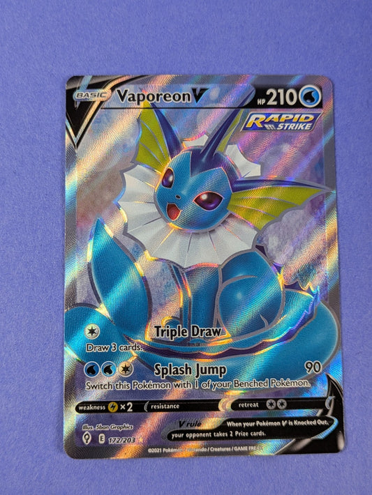 Vaporeon V - 172/203 - Full Art Ultra Rare Holo Evolving Skies - Pokemon - NM