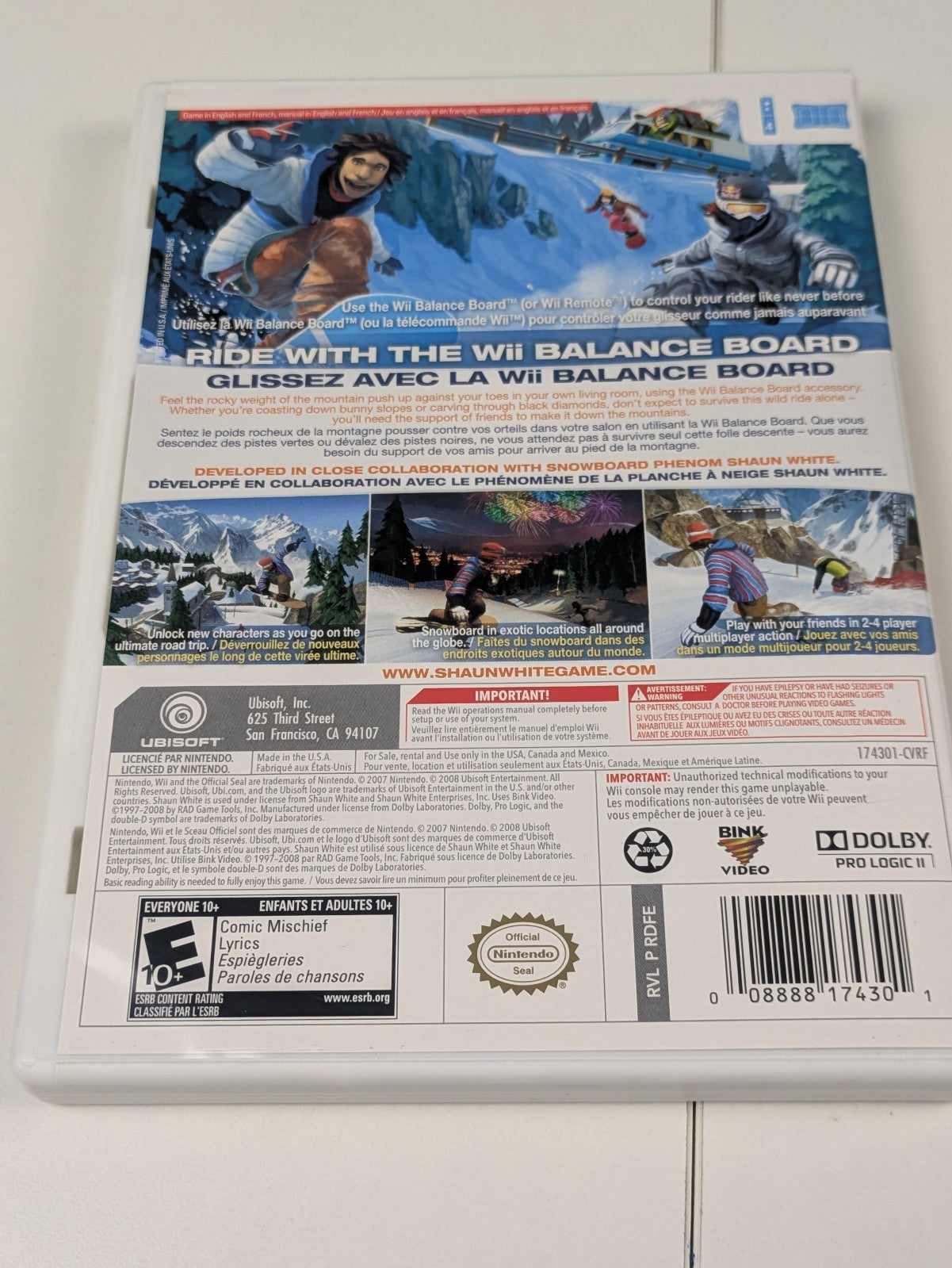 Shaun White Snowboarding: Road Trip (Nintendo Wii, 2008) CIB